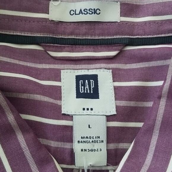 Gap Factory Purple & White Striped Chambray Long Sleeve Button Down Shirt - Picture 4 of 7